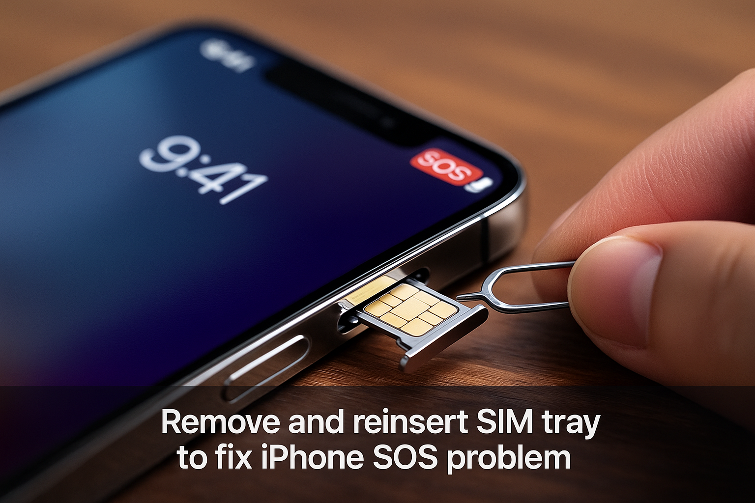Remove and reinsert SIM tray to fix iPhone SOS problem