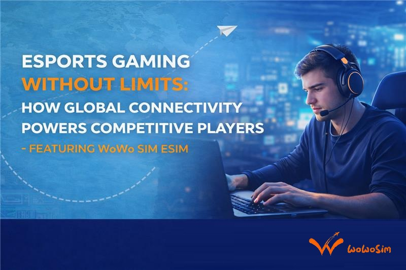 esports gaming internet global connectivity competitive player using laptop low latency gaming setup