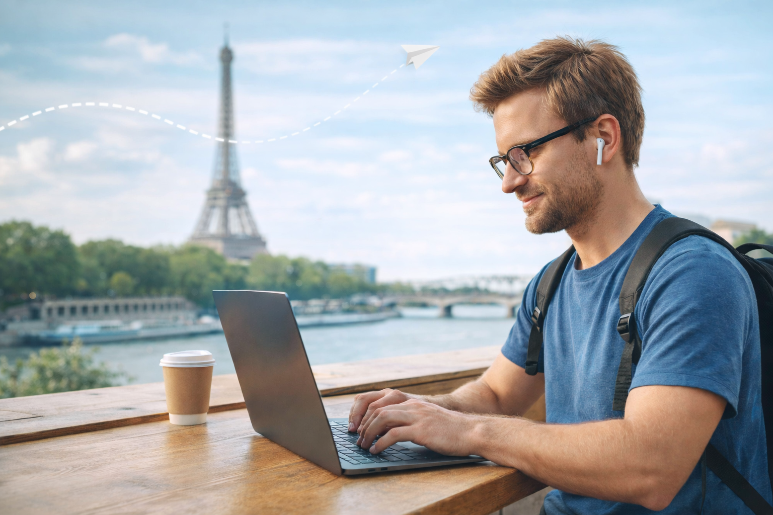 digital nomad using eSIM for global connectivity while working abroad