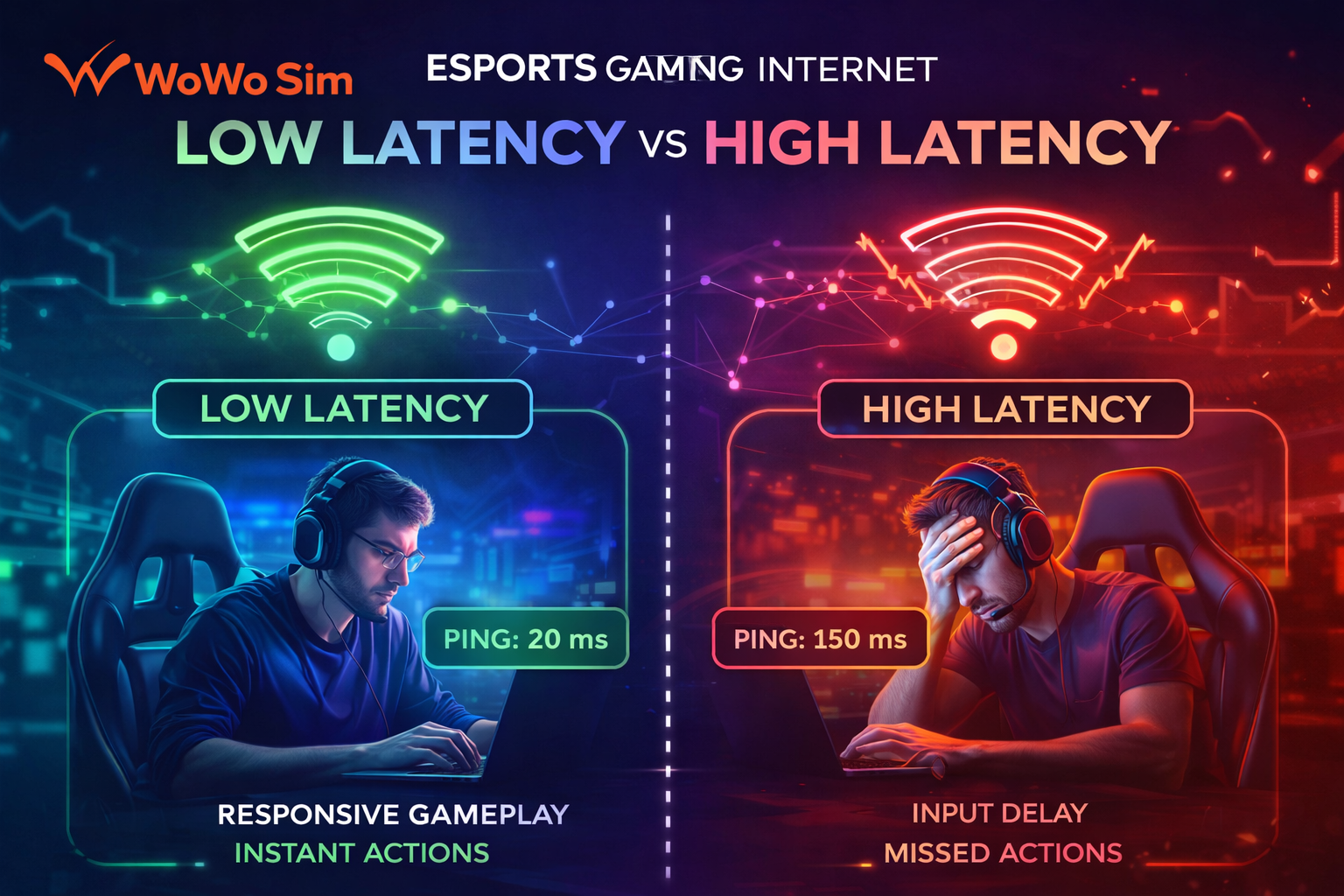 esports gaming internet low latency vs high latency performance comparison