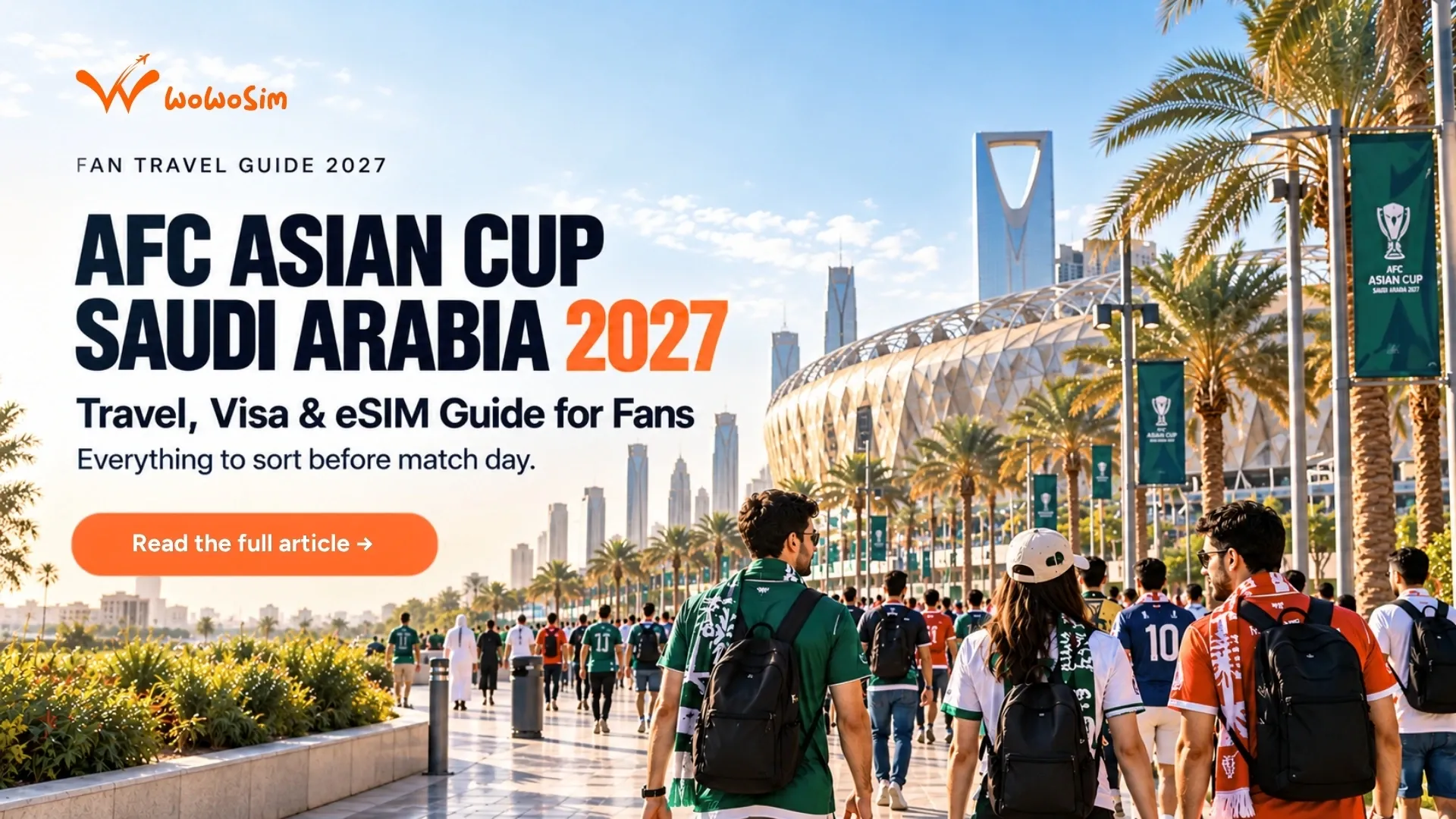 Fans with phones outside a stadium in Riyadh during the AFC Asian Cup 2027 Saudi Arabia