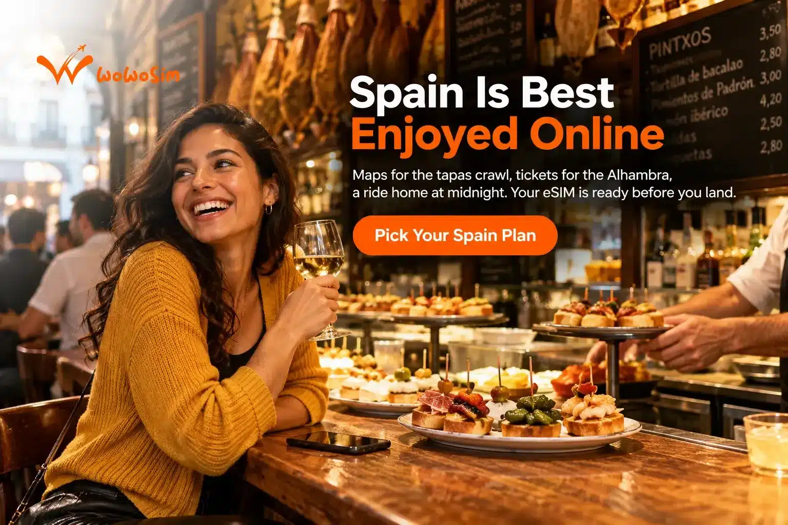 Traveler checking phone in Barcelona, illustrating the best eSIM for Spain 2026